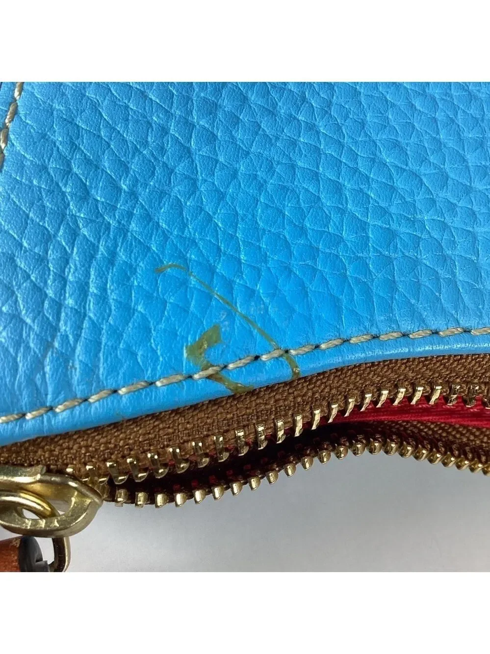 Dooney & Bourke Kiley Aqua Blue Brown Hobo Shoulder Bag Pebble leather Purse guc